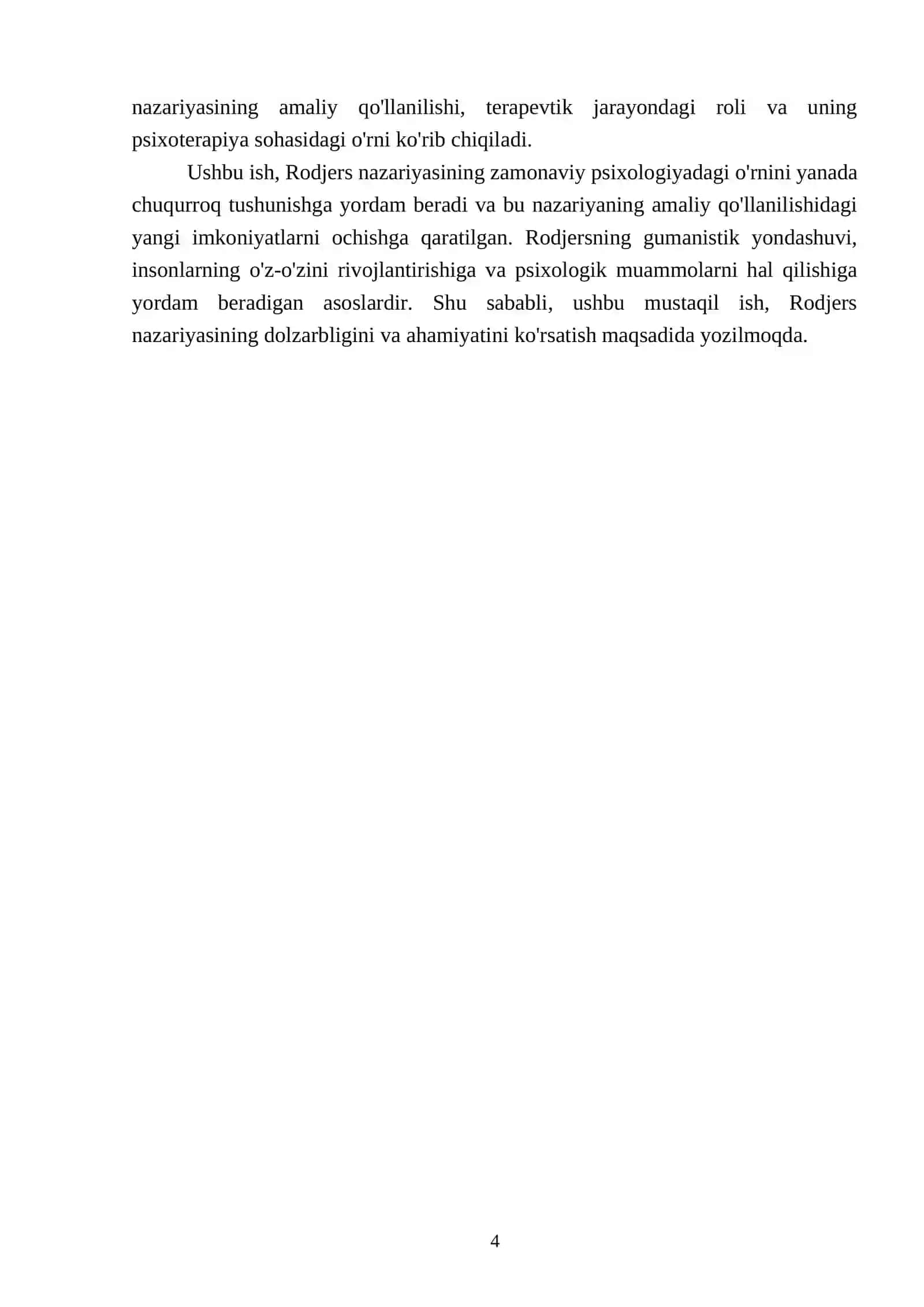 KARL RODJERS NAZARIYASI mustaqil ish 4
