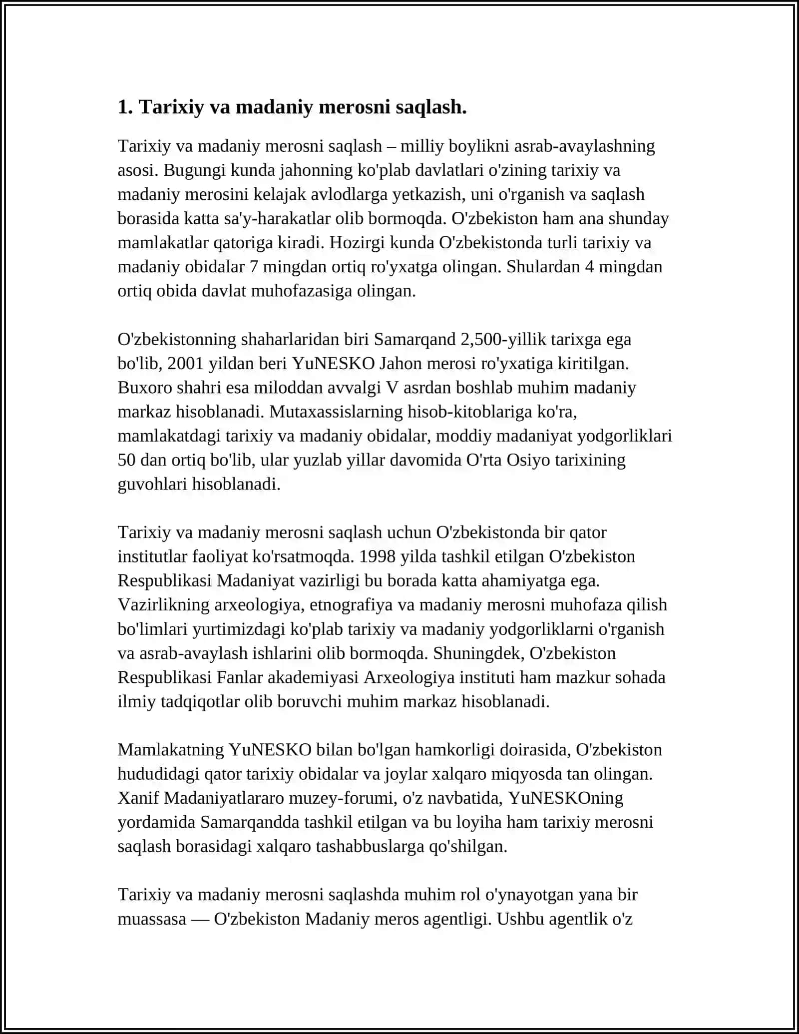 MADANIYAT VA SAN'ATNING RIVOJLANISHI. MILLIY SPORT TURLARINI RIVOJLANTIRISH. O'ZBEKISTONDA TURIZMNI RIVOJLANTIRISH 4