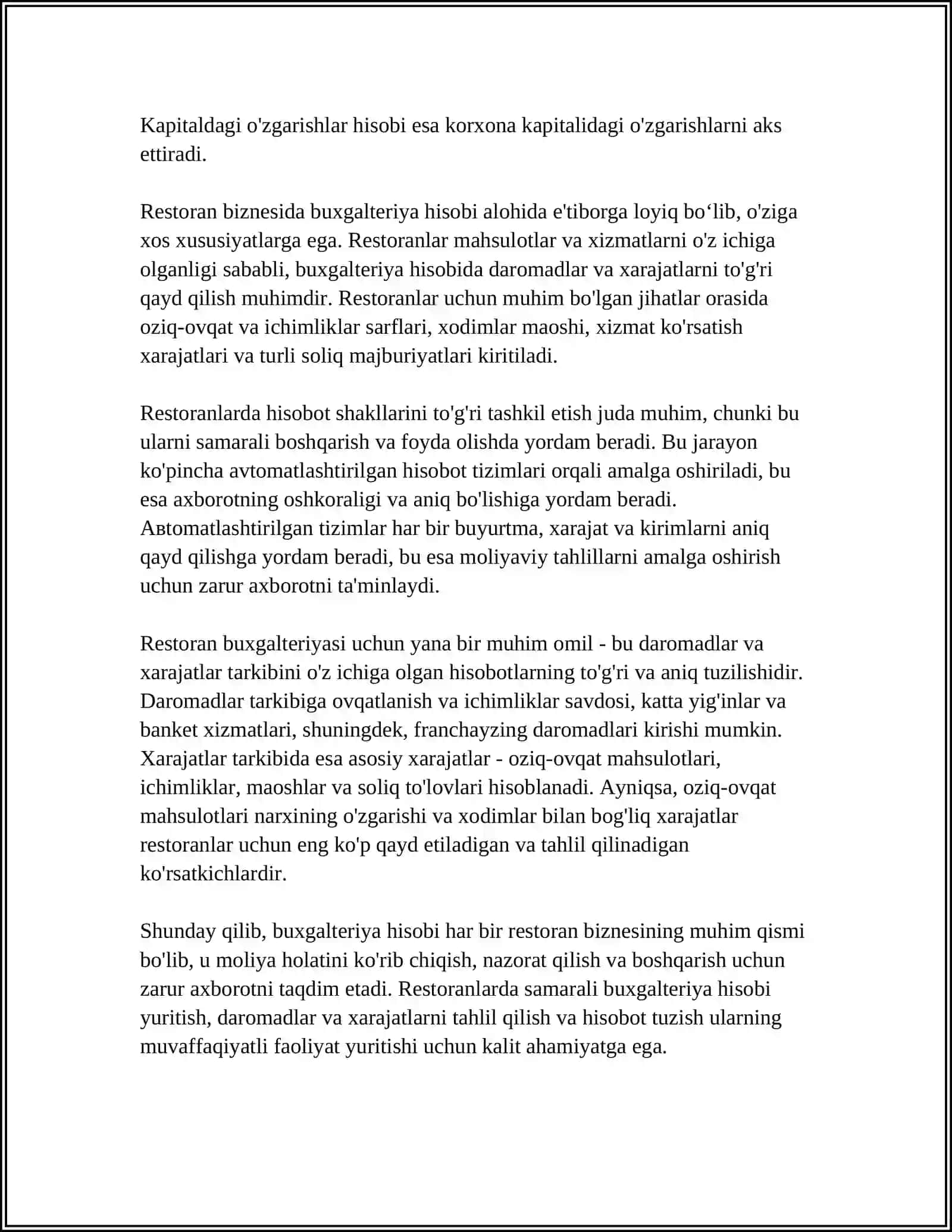 BUXGALTERYA HISOBI RESTORLARI VA HISOB SHAKLARI TOGRISIDA TUSHUNCHA 4