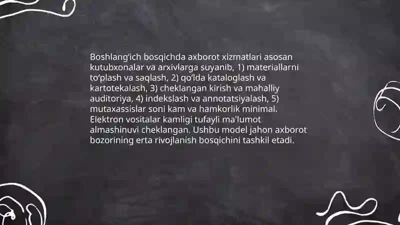 Axborot xizmatlari jahon bozorini rivojlantrish bosqichlari 4