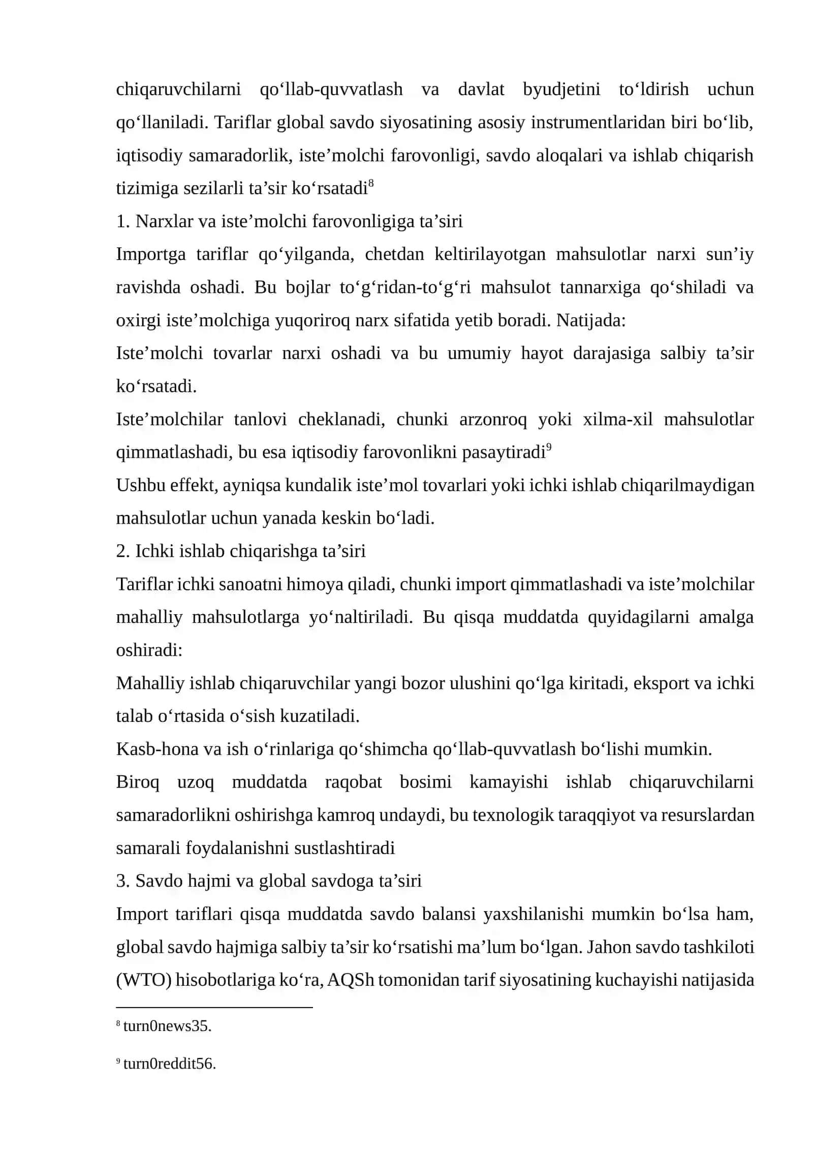 Importga tariflar 4