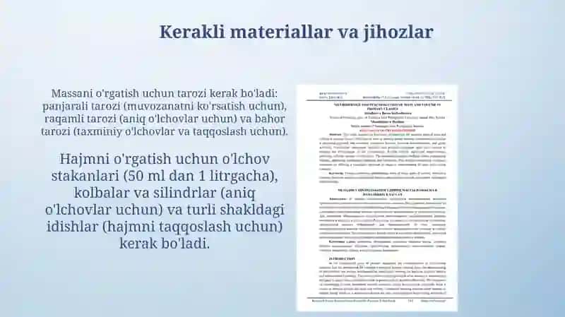 Boshlang'ich sinflarda massa va sig'im o'lchov birliklarini o'rgatish metodikasi 4