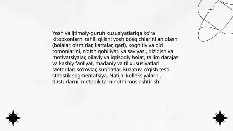 Kitobxonlarni o'rganish va o'qishni tashkil etish tamoyillari,vazifalari 4