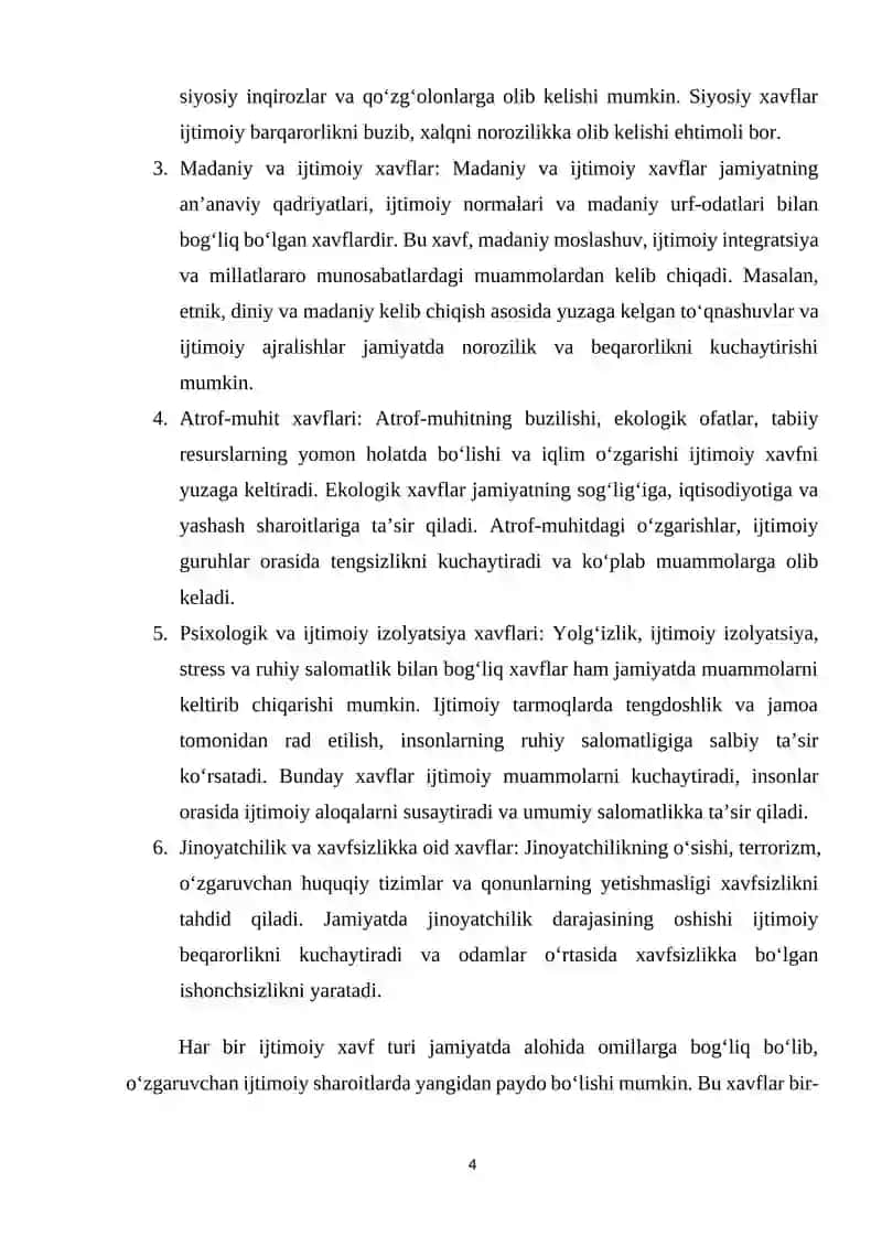 Ijtimoiy xavflar va ularning oqibatlari 4