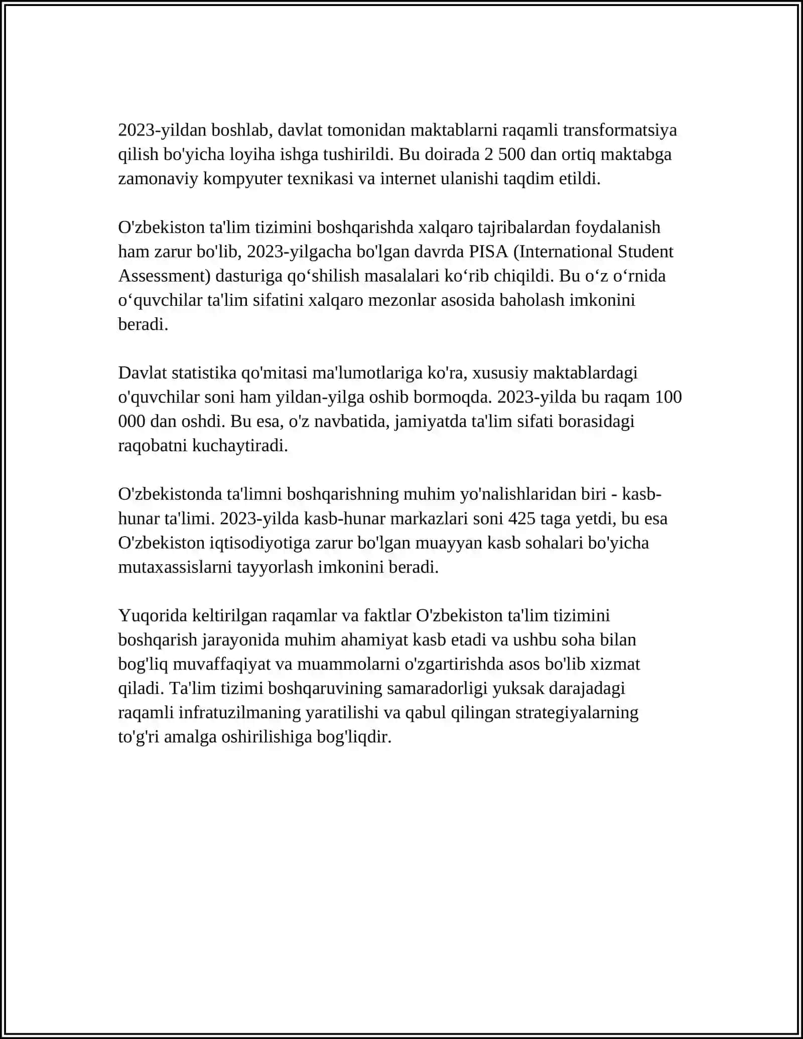 Oʻzbekiston Respublikasi Ta'lim Toʻgʻrisidagi Qonunlar 4