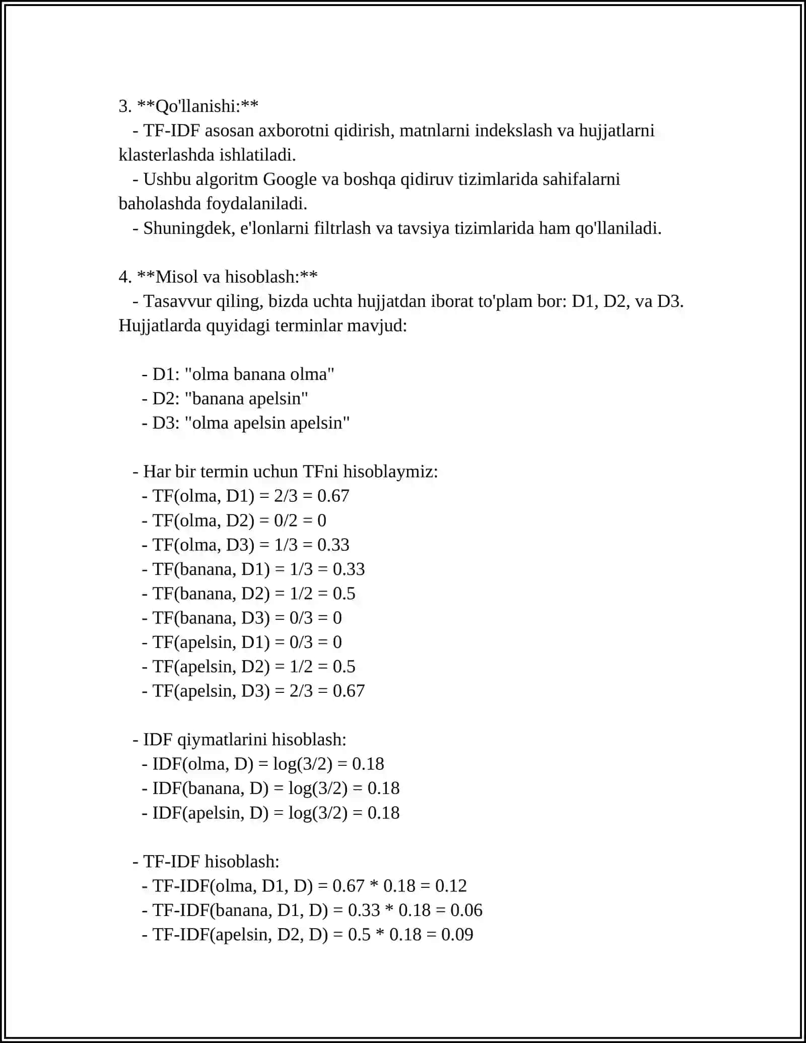 TF-IDF VEKTORLARI VA LIMMATIZATSIYA 4