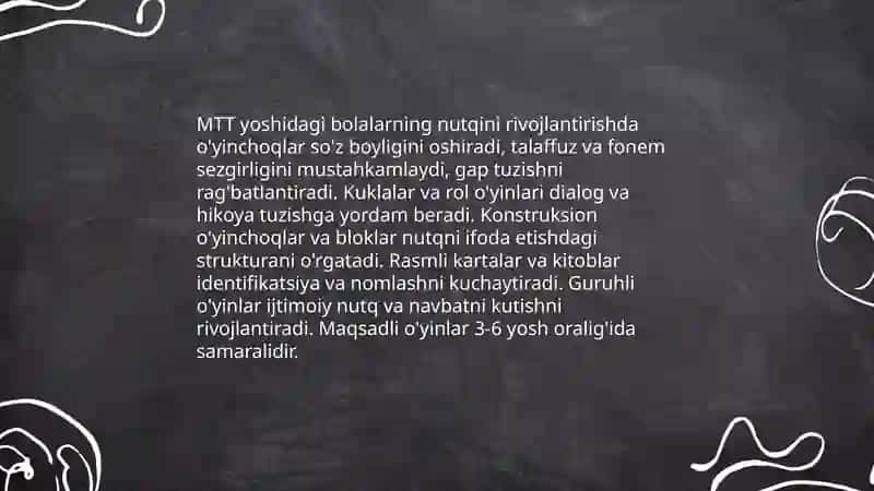 MTT yoshdagi bolalarning nutqini rivojlanishida o'yinchoqlar va o'yinlarning ahamiyati 4