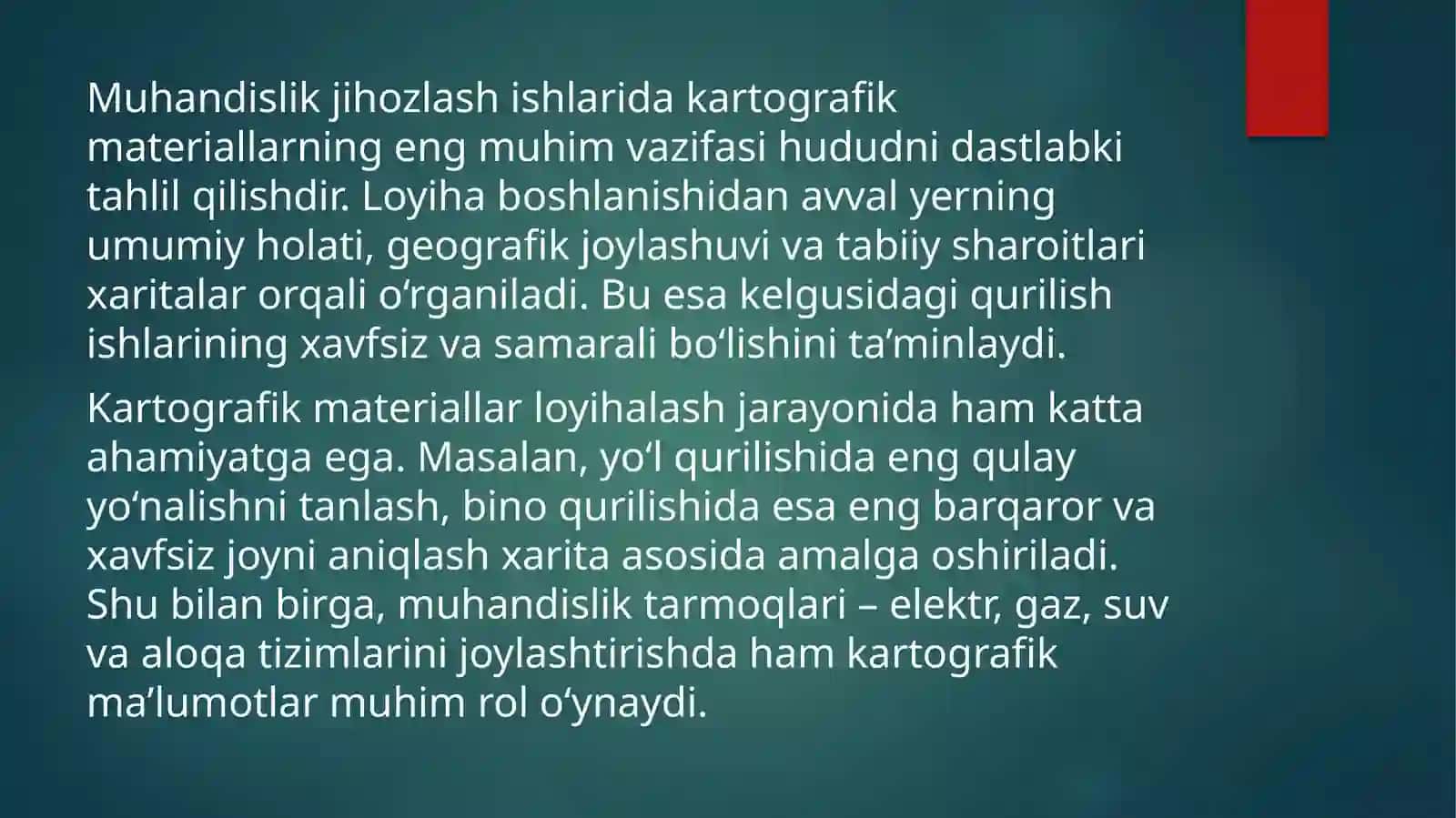 Muhandislik jihozlash ishlarida kartografik materiallardan foydalanish 4