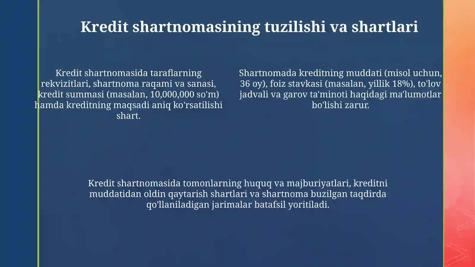 Kredit shartnomalari va ularni rasmiylashtirish tartibi 4
