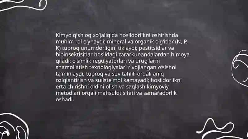 Kimyo fanining sanoat va xoʻjalik rivojidagi ahamiyati 4