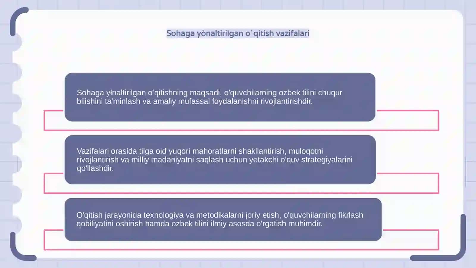 Ôzbek tilini sohaga yônaltirib ôqitishning maqsadi, vazifalari 4