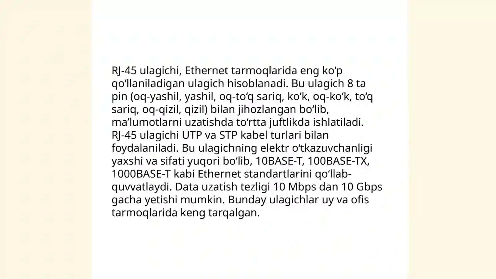 Juft tolali kabellar yordamida kompyuter tarmog'ini tashkillash 4