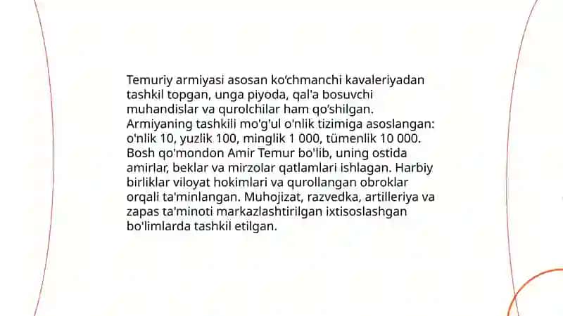 Amir Temurning sarkardalik faoliyati 4
