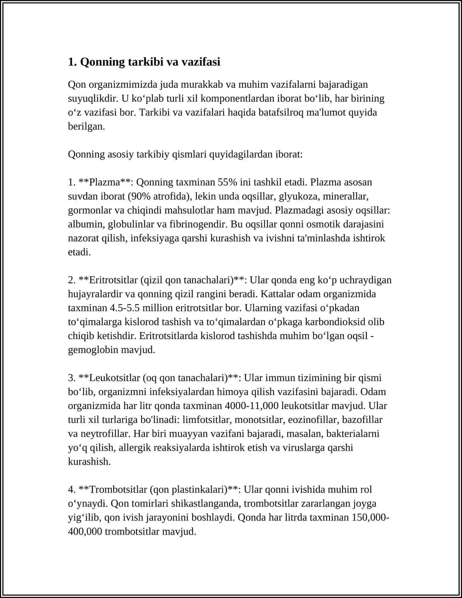 ORGANIZMNING BIOLOGIK SUYUQLIKLARI.ELEKTROLIT VA NOELEKTROLITLAR SIFATI 4