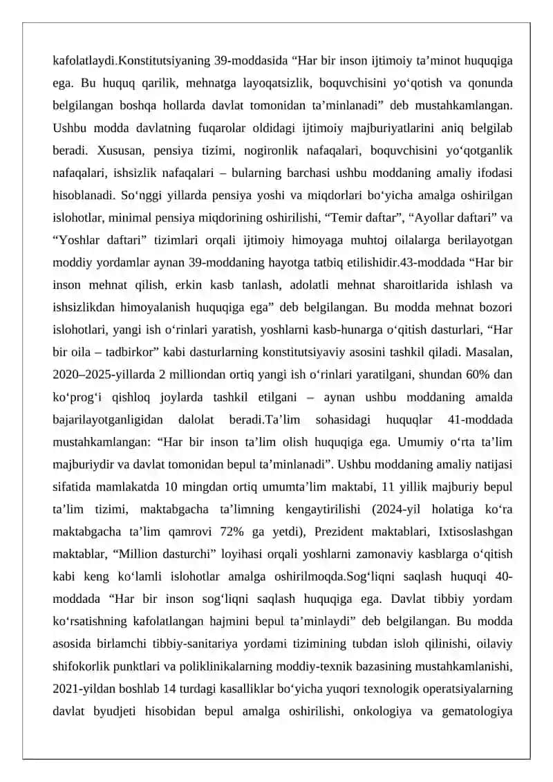 O‘zbekistonning ijtimoiy sohadagi yutuqlari 4