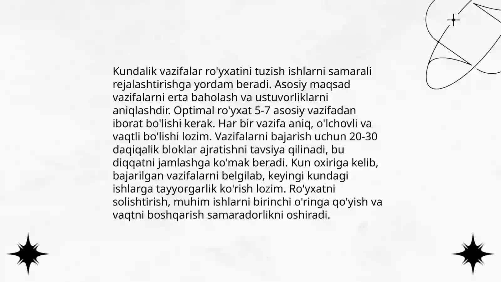 Vaqtdan unumli foydalanish va taym menejmenti 4