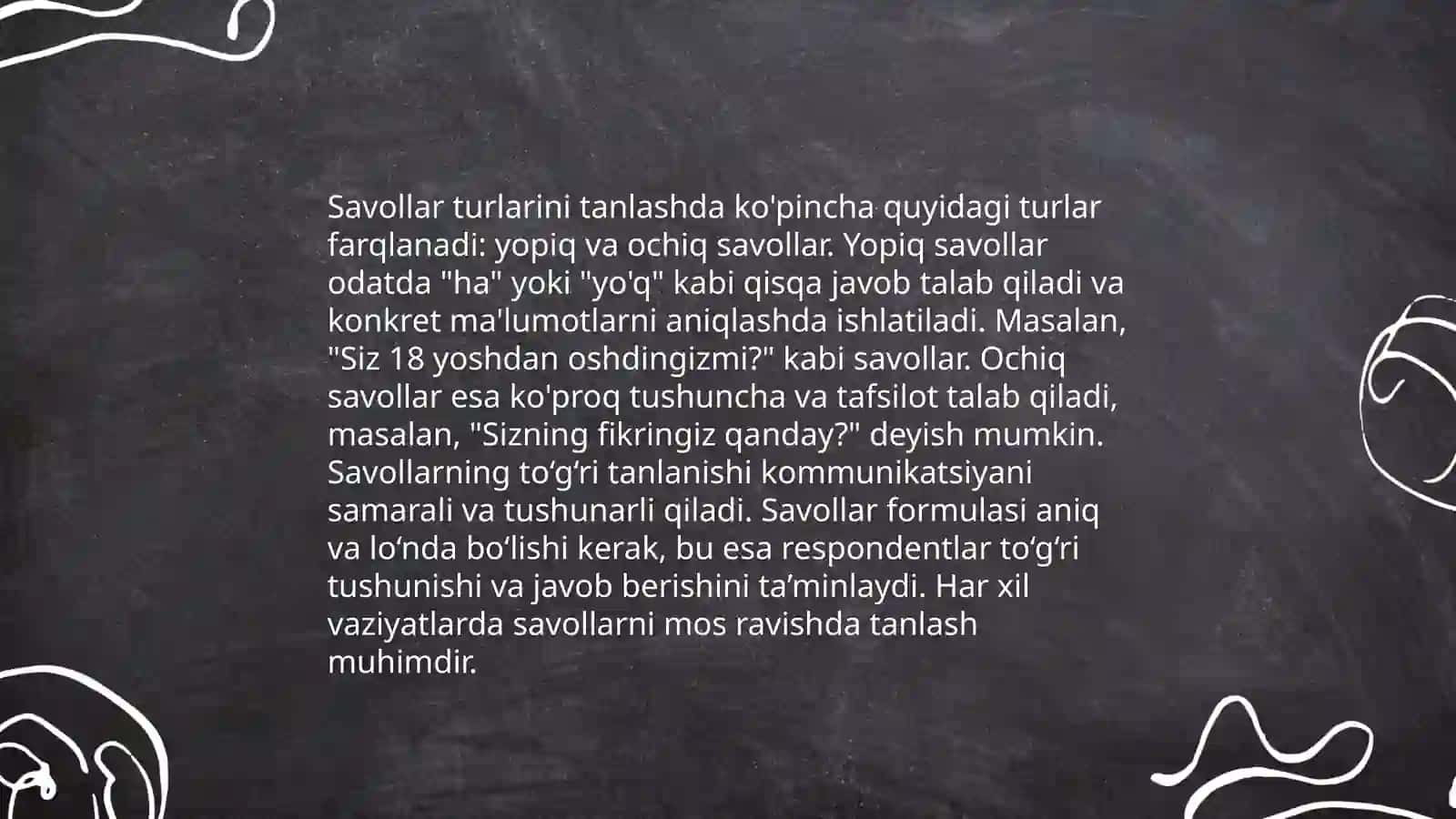 Soʻroq qilishning umumiy asoslari 4