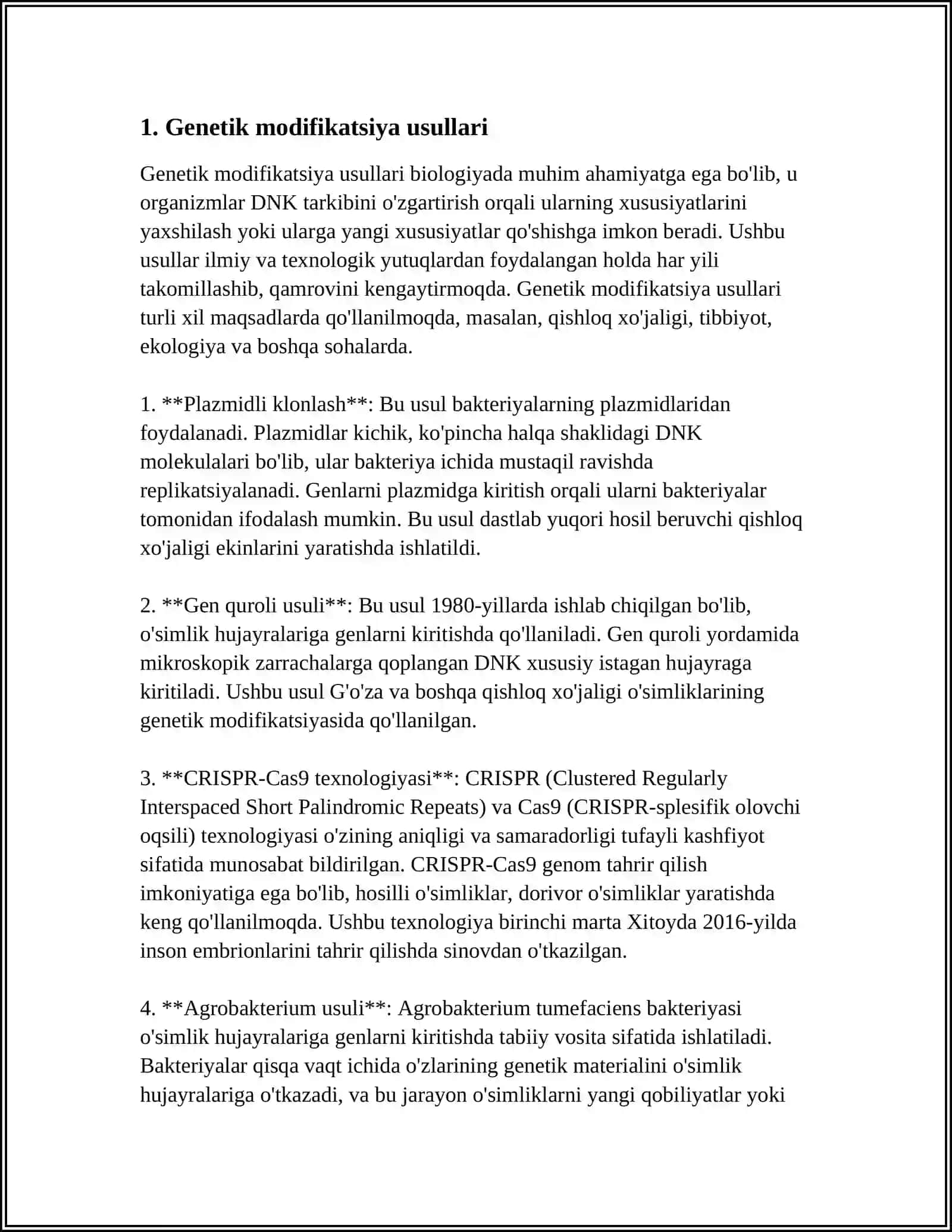 TRANSGEN O’SIMLIKLARGA GENETIK MATERIALLARNI EKSPRESSIYASI 4