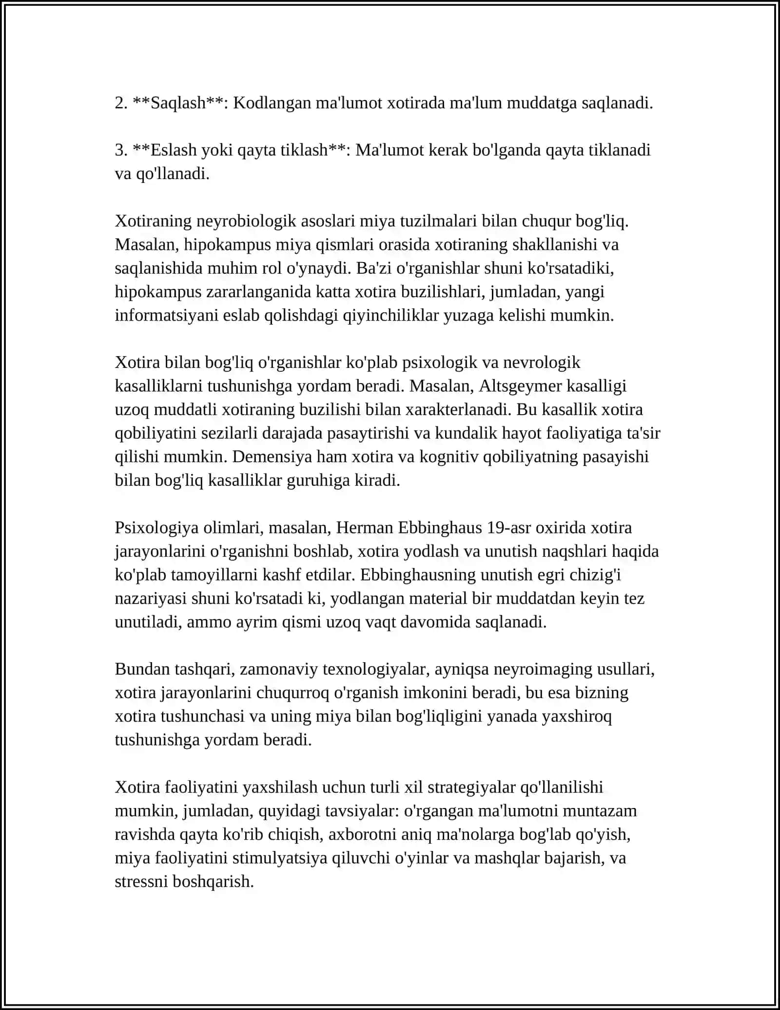 XOTIRA TURLARI VA UNING JARAYONLARI 4