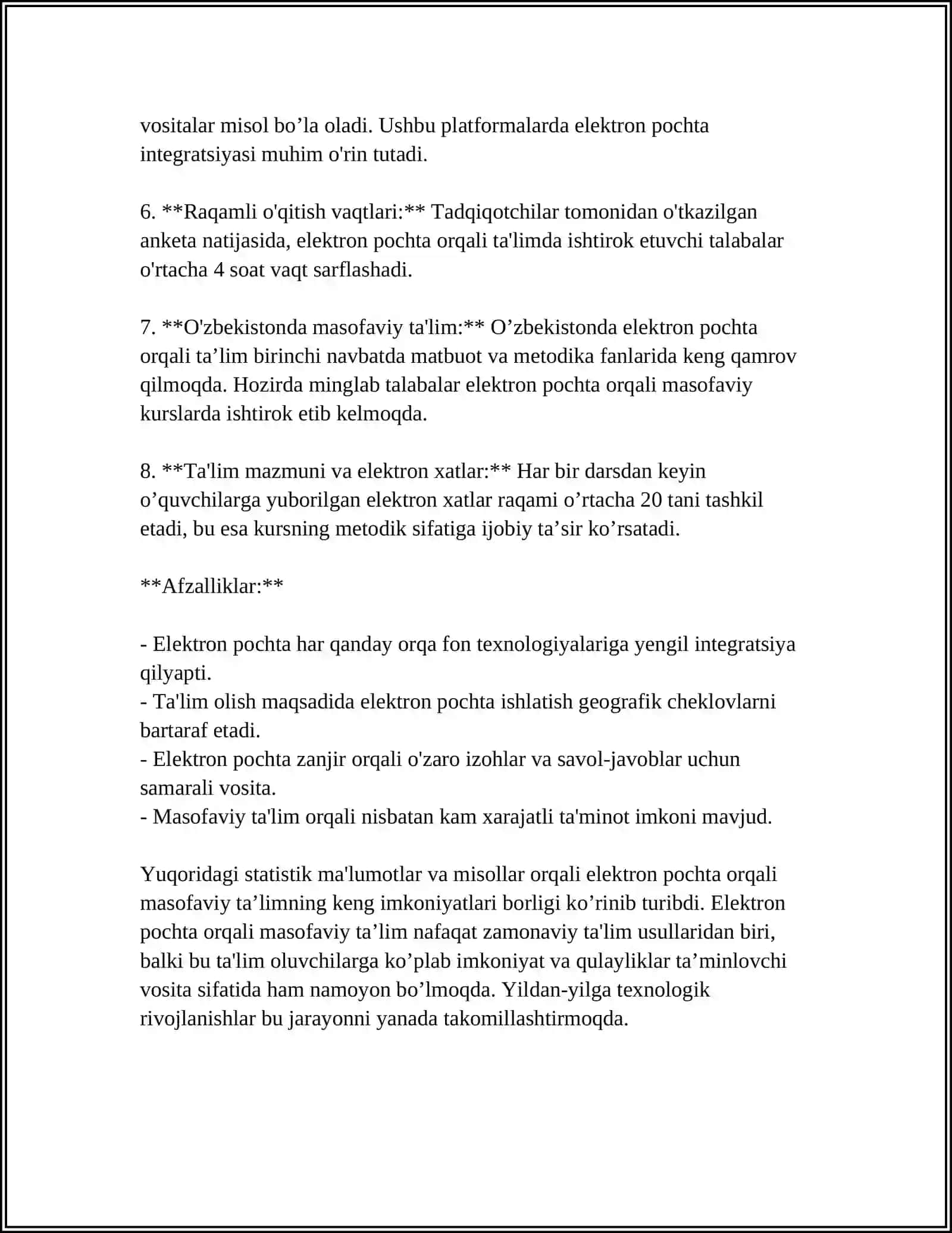 ELEKTRON POCHTA IMKONIYATLARI,CHATLARDAN TA’LIMDAN FOYDALANISH 4