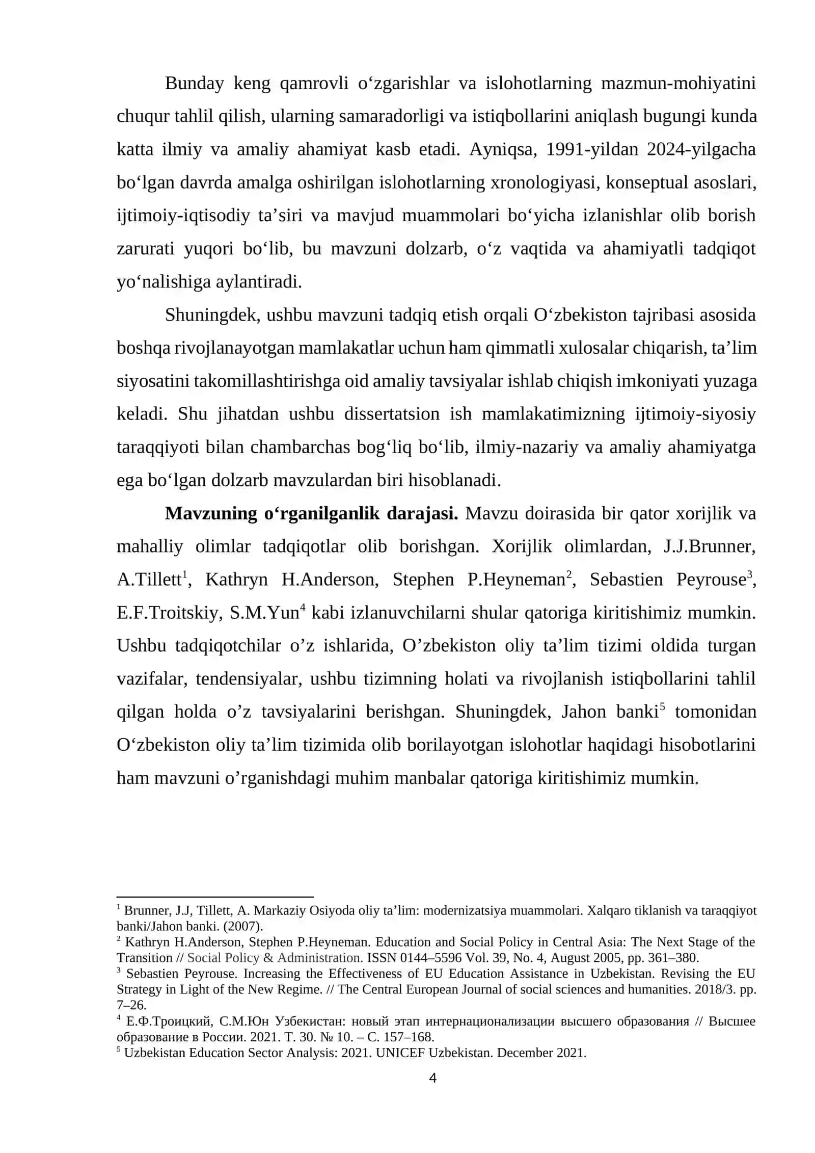O‘ZBEKISTON RESPUBLIKASIDA OLIY TA’LIM TIZIMIDA AMALGA OSHIRILGAN ISLOHOTLAR (1991–2024) 4