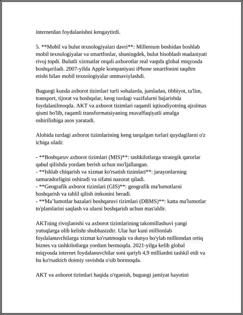 IQTISODIYOTDA AXBOROT - KOMMUNIKATSION TEXNOLOGIYALAR VA TIZIMLAR 4