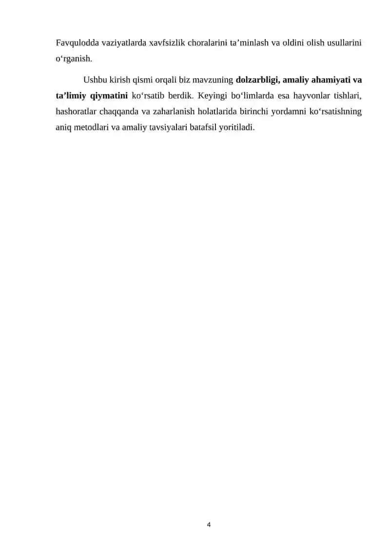 Hayvonlar tishlari, hashoratlar chaqqanda va zaharlanishda ko’rsatiladigan birinchi yordam 4