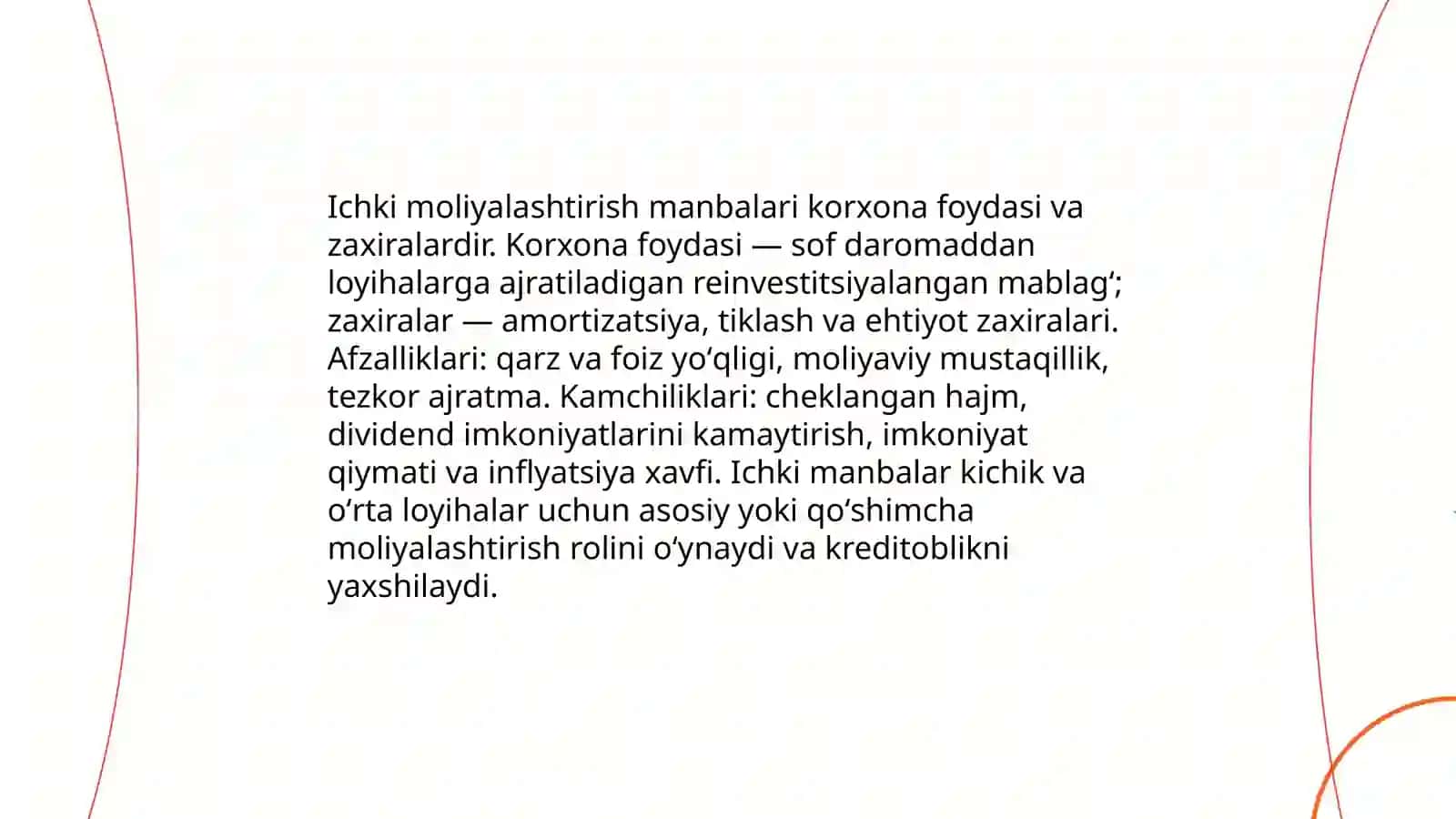 Investitsiya loyihalarini moliyalashtirish manbalari 4
