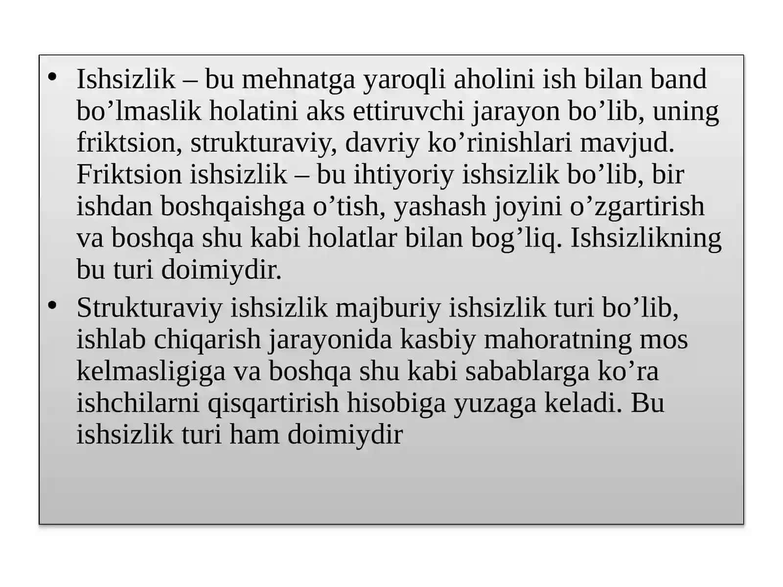 Ishsizlik tushunchasi va uning ko’rinishlari 4