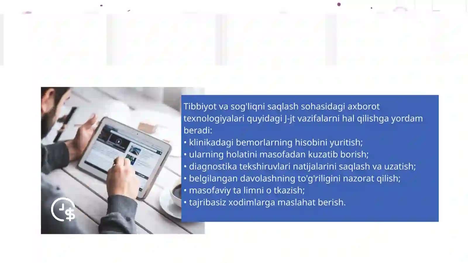 Axborot-kommunikatsion texnologiyalari ta'lim sohasi, ishlab chiqarish va tibbiyotda tatbiq etish 4