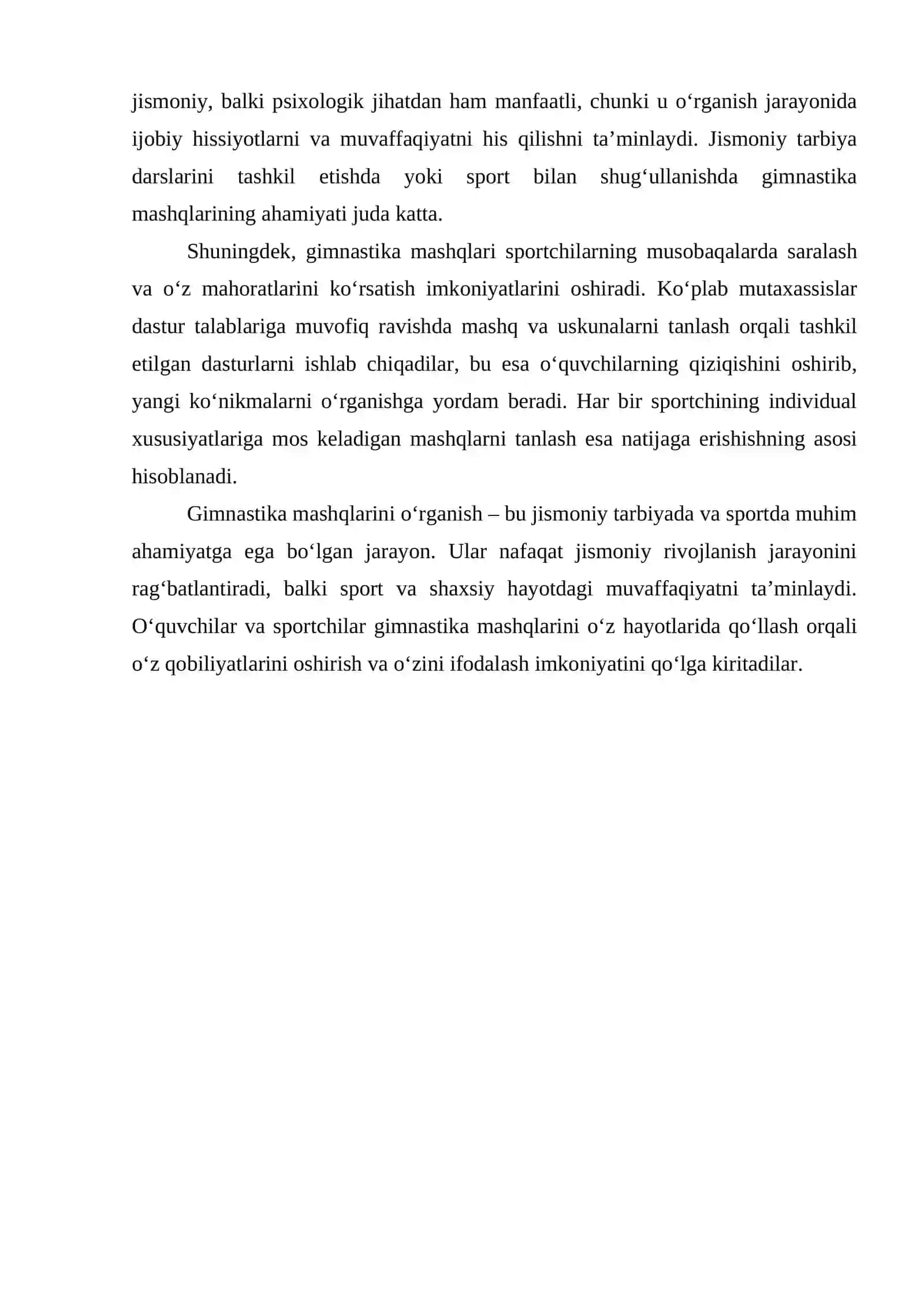 GIMNASTIKA MASHQLARINING TASNIFI 4