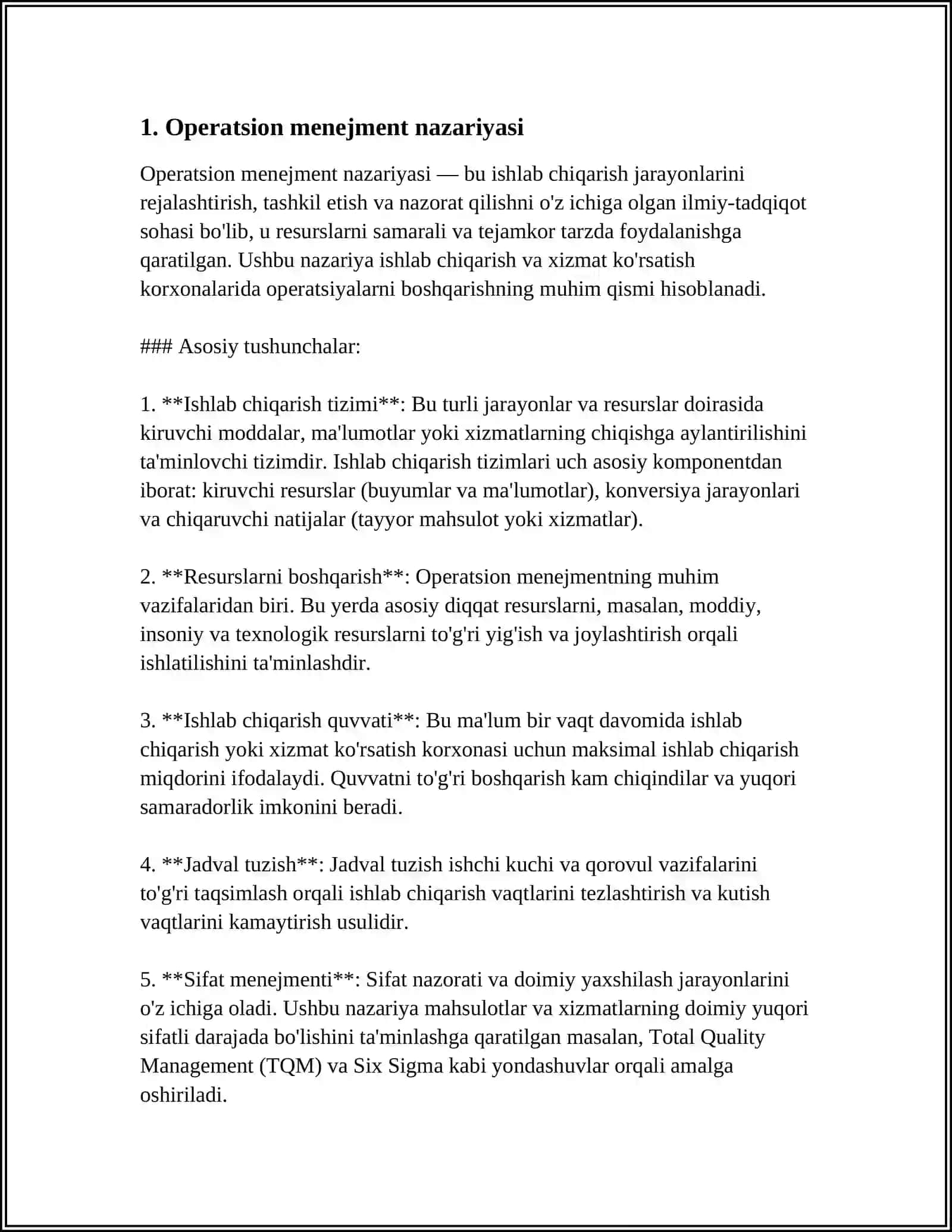 OPERTSION MENEJMENT FANINING PREDMETI, VAZIFALARI VA MAZMUNI 4