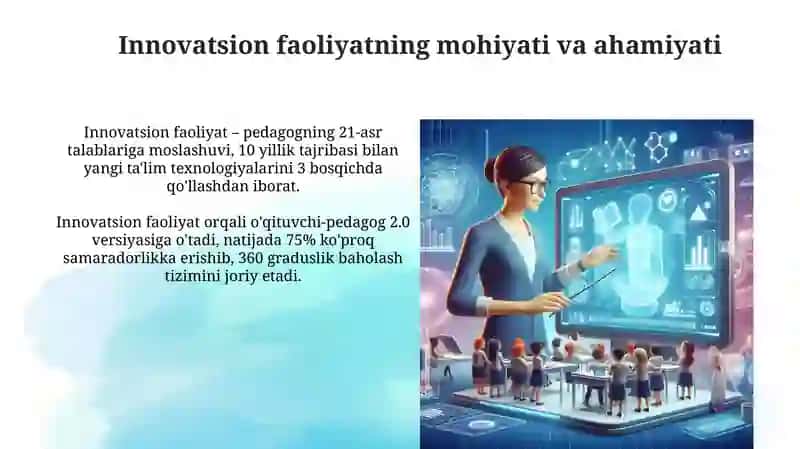 Tarbiyachi pedagogni innavatsion faoliyatini shakllantirish shart-sharoitlari 4
