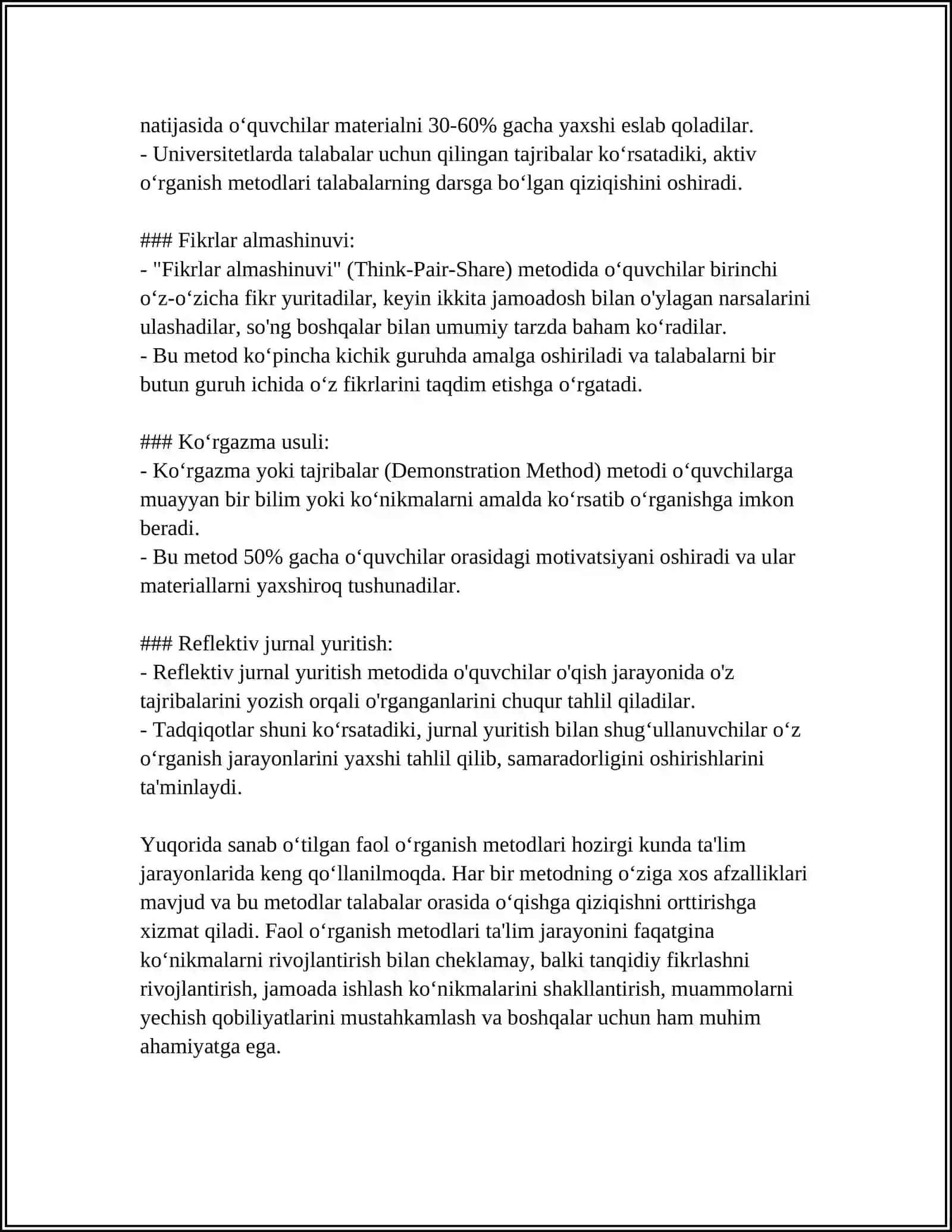 Faol oʻrganish metodlari 4