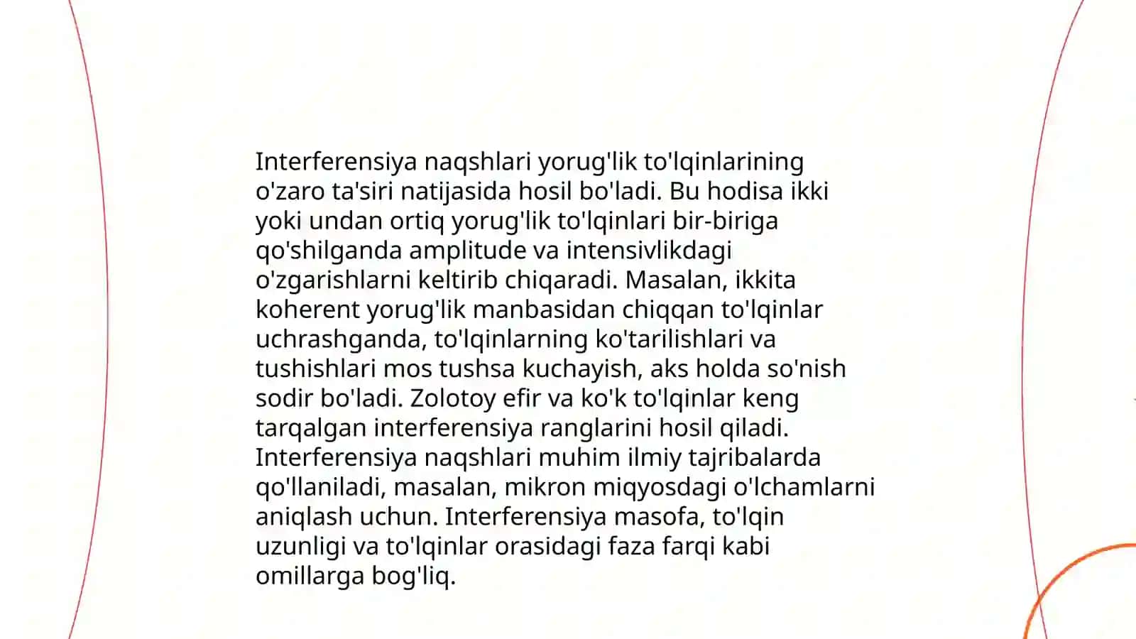 Yorugʻlik interferensiyasini, difraksiyasi va dispersiyasi 4