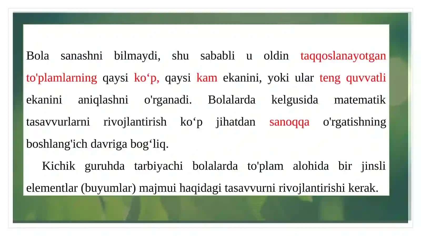 Ilk maktabgacha yoshdagi bolalarning predmetlar miqdorini idrok qilish, esda olib qolish va taqqoslashning o‘ziga xos xususiyatlari 4