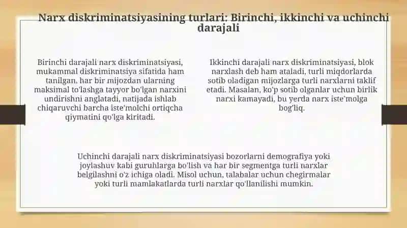 NARX DISKRIMINATSIYASI STRATEGIYALARI VA BOZOR DAROMADINI OSHIRISH USULLARI 4