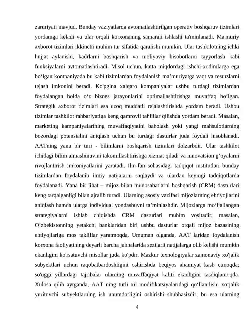 Xo‘jalik yurituvchi subyektlarda avtomatlashtirilgan axborot texnologiyalarining qo‘llanilishi 4