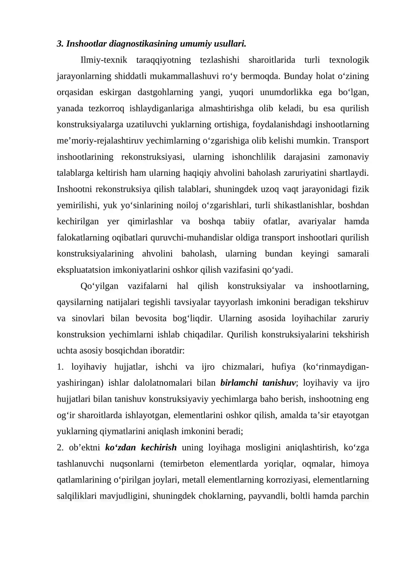 Ko‘priklar texnik diagnostikasining maqsad, vazifa va usullari 4