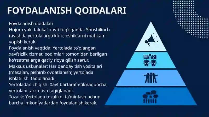Muxandislik qurilmalari, maxsus pana joy yertola va ulardan foydalanish 4