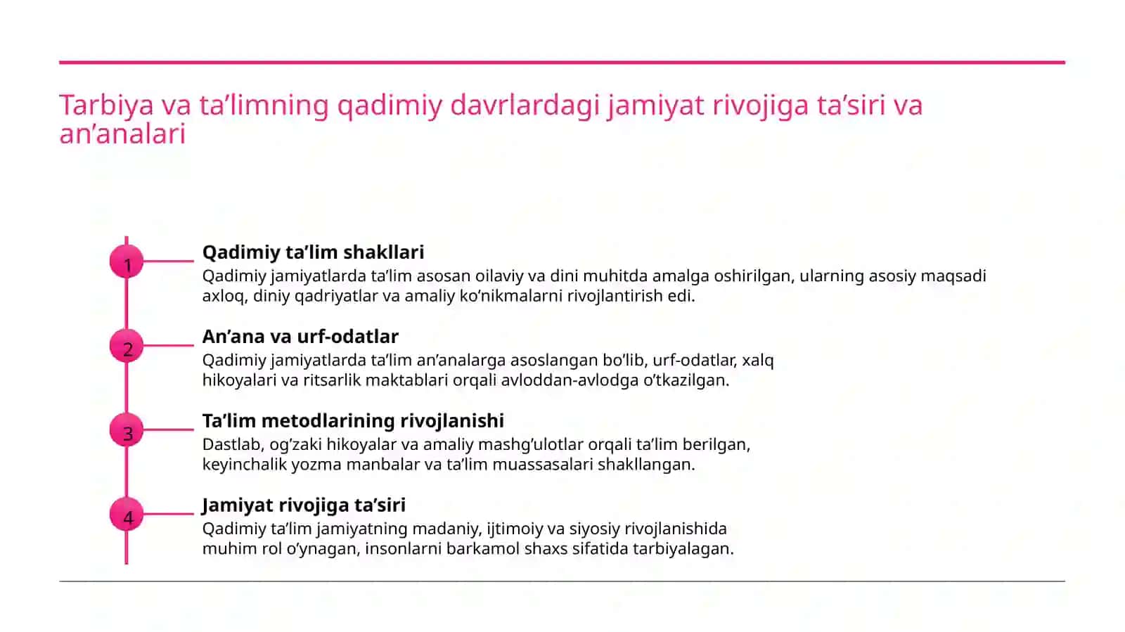Insoniyat tarixida tarbiya va talimning boshlang‘ich bosqichlari va ularning asosiy xususiyatlari 4