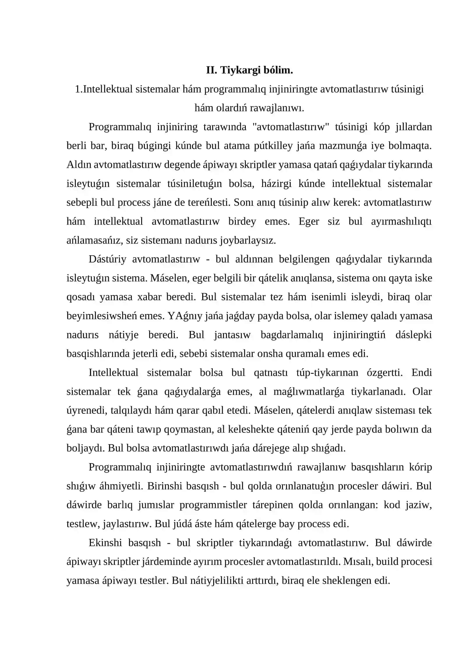 Intellektual sistemalar hám programmalıq injiniringte avtomatlastırıw 4
