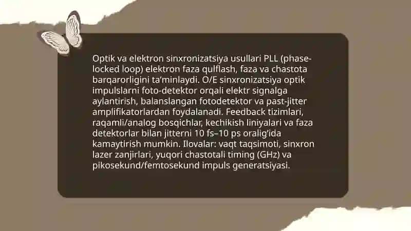 Modular sinxronizatsiyasi va pikosekundli impulslar generatsiyasi 4