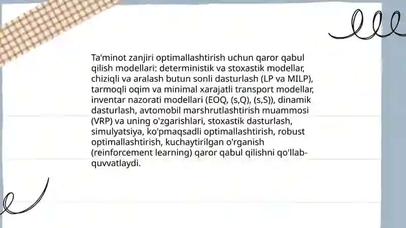 Tijorat logistikasi da qaror qabul qilish usulari 4