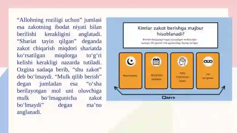 ZAKOT TUSHUNCHASI . ZAKOTNING LUG’AVIY MANOSI IQTISODIY VA IJTIMOIY AHAMIYATI 4