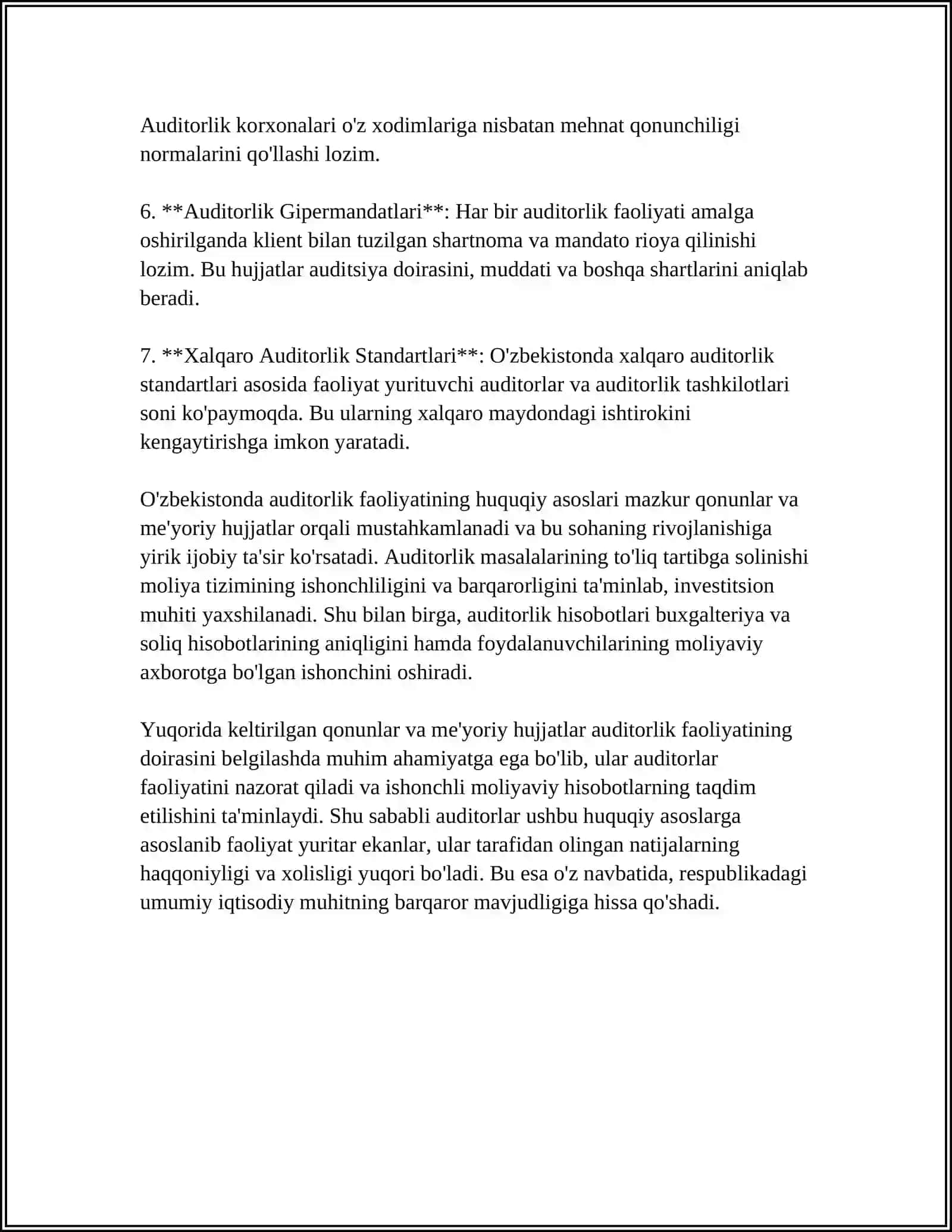 AUDITORLIK FAOLIYATINING HUQUQIY TARTIBGA SOLISH SISTEMASI VA UNING ELEMENTLARI 4
