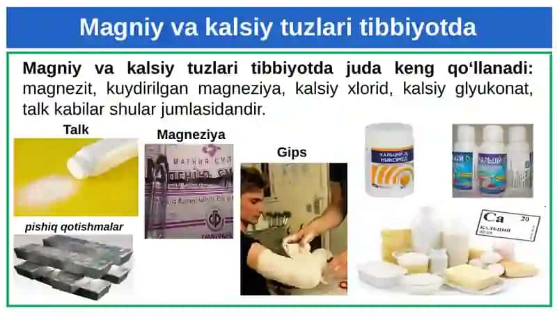 Kalsiyvamagniyning ishlatilishi va eng muhim birikmalar 4