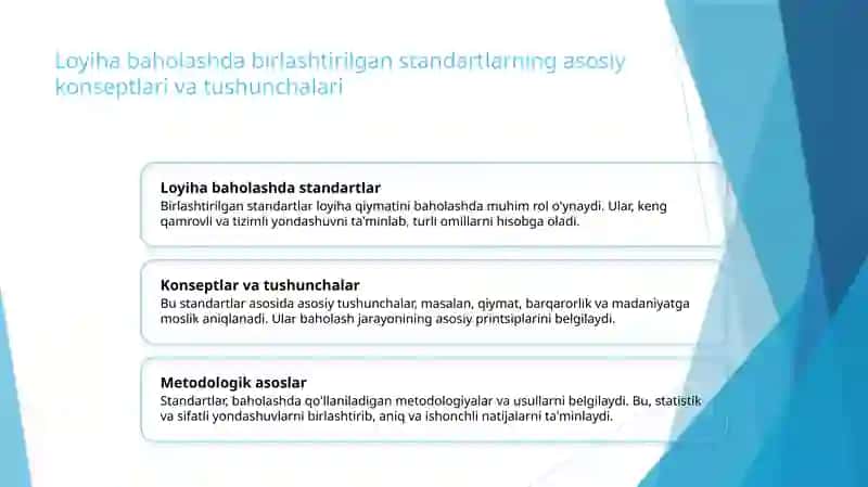 Birlashtirilgan standartlar asosida loyiha baholash 4
