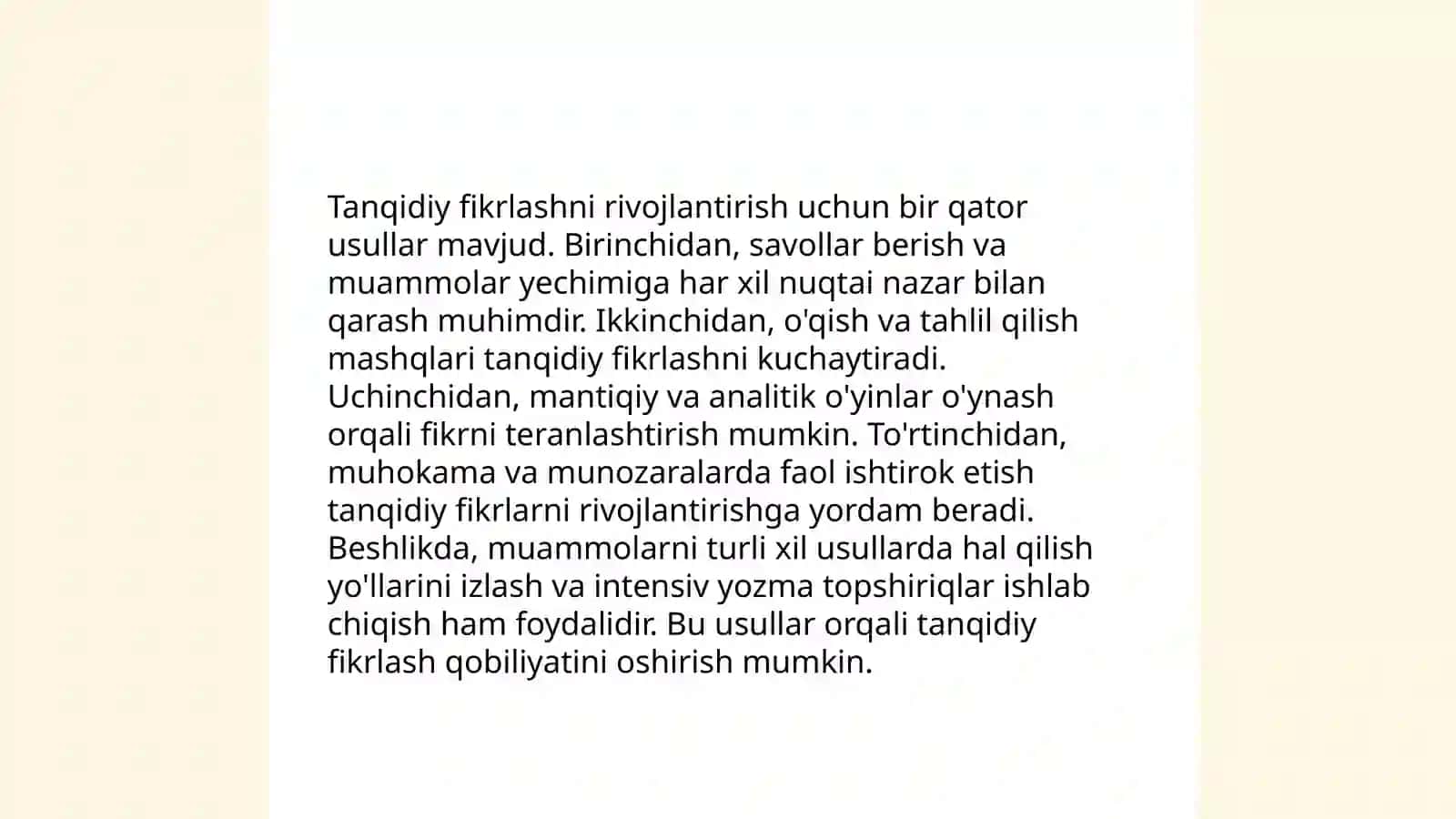 Kitobxonlik madaniyatini shakllantirish orqali oʻquvchining tanqidiy xulq atvorini shakllantirish 4