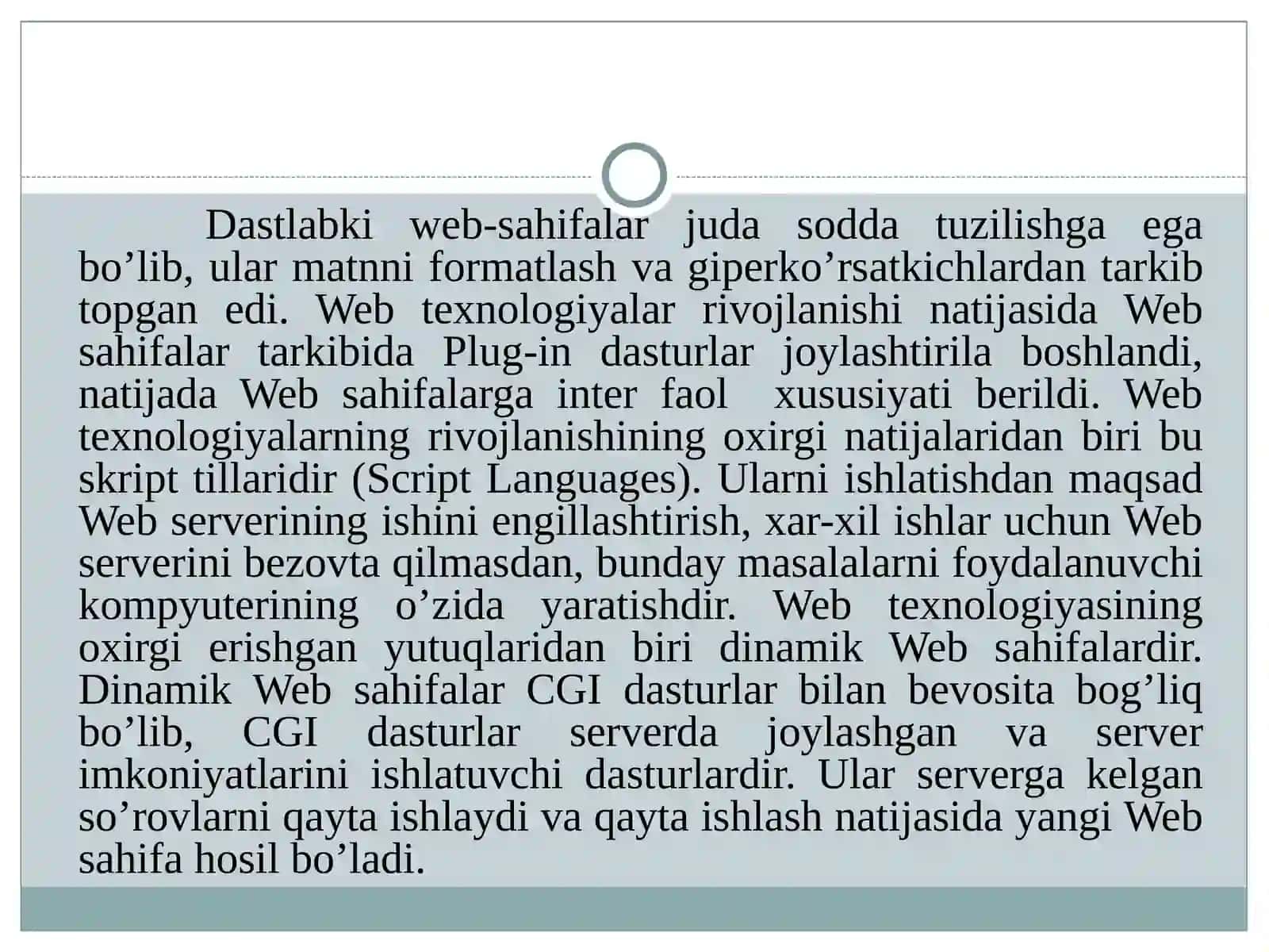 WEB dasturlashga kirish. Asosiy tushunchalar. WWW rivojlanish bosqichlari 4